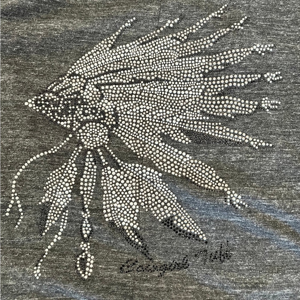 Grey Cardigan Sweater, with Indian Chief head on back - Picture 2 of 4